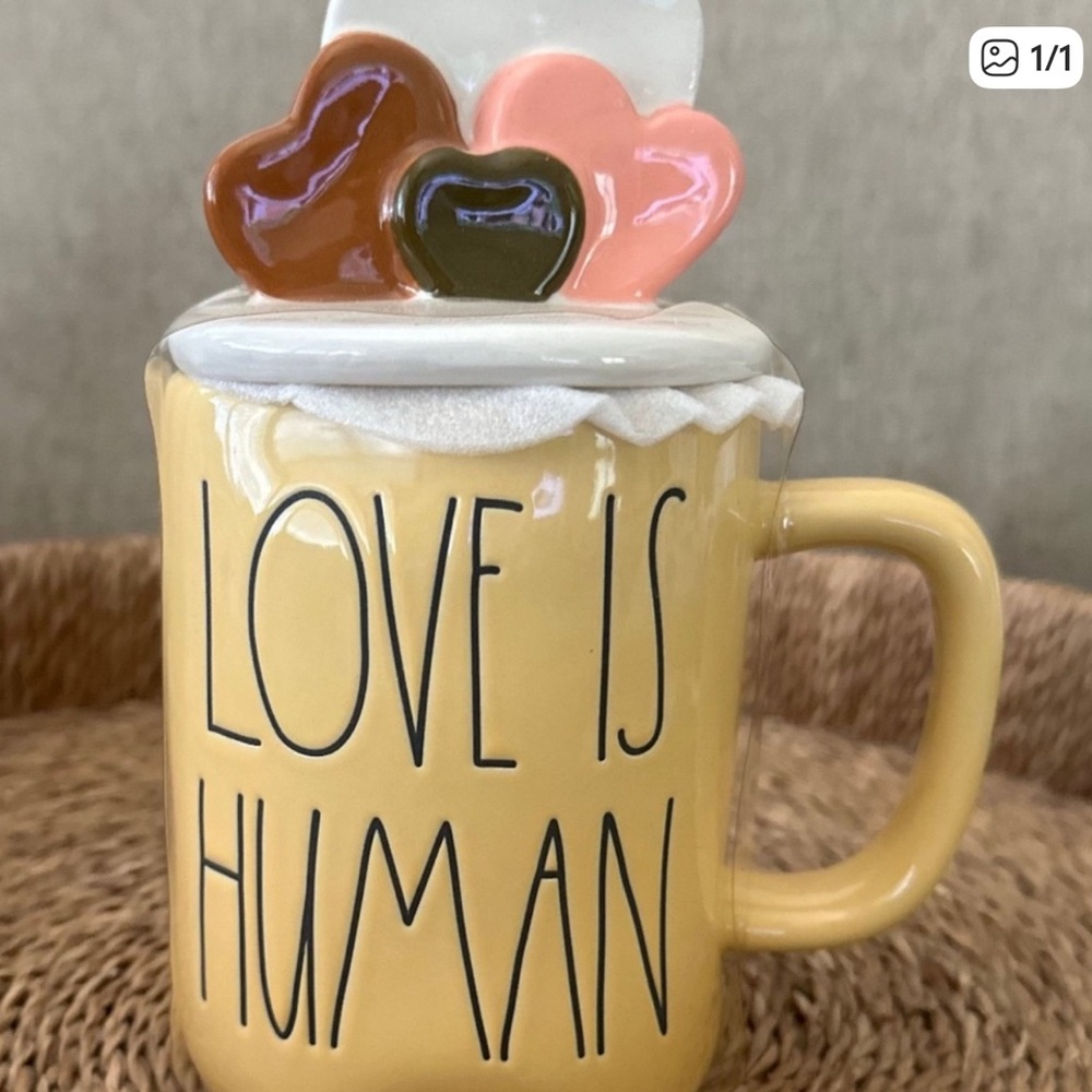 Rae Dunn Yellow Mug with Heart Accents
